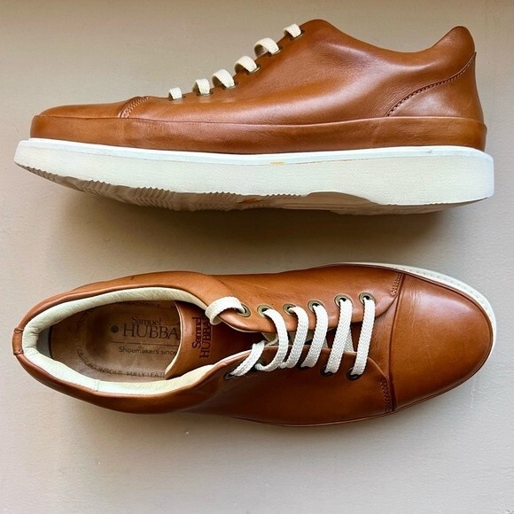 Samuel Hubbard Fast Burnished Tan Brown Leather Lace Up Sneaker Shoes Men’s 8 - Picture 1 of 16